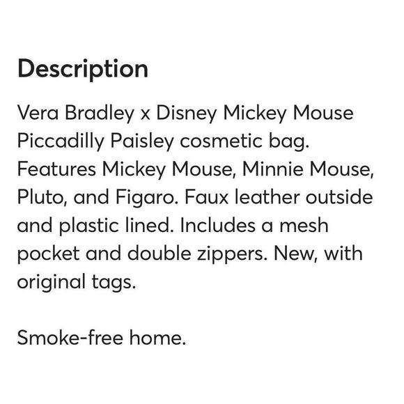 NWT Vera Bradley Bag Whimsy Cosmetic In Disney Mickey Mouse Piccadilly Paisley - Picture 5 of 15